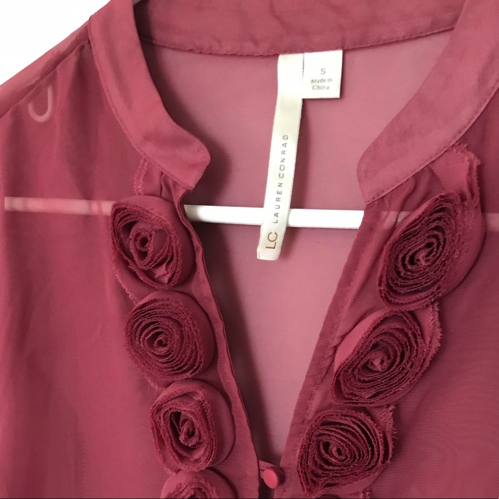 LC Lauren Conrad | Sheer Blouse with Roses - Picture 2 of 5